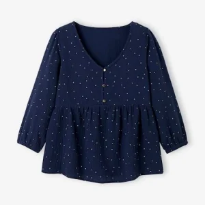 Blouse De Grossesse Et D’allaitement Gaze De Coton Bleu – Vertbaudet 16