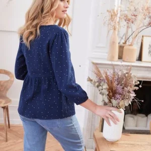 Blouse De Grossesse Et D’allaitement Gaze De Coton Bleu – Vertbaudet 12