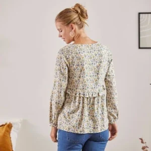 Blouse Imprimée Volantée Grossesse Et Allaitement Ecru – Vertbaudet 9