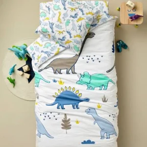 Parure Housse De Couette + Taie D’oreiller Enfant DINO MANIA Blanc – Vertbaudet 11