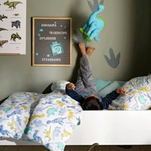 Parure Housse De Couette + Taie D’oreiller Enfant DINO MANIA Blanc – Vertbaudet 13