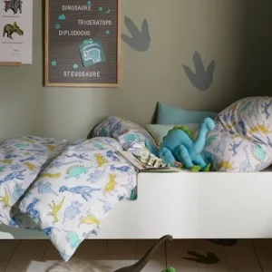 Parure Housse De Couette + Taie D’oreiller Enfant DINO MANIA Blanc – Vertbaudet 15