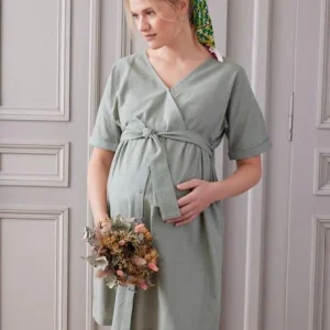 Robe Courte Cache-coeur Grossesse Et Allaitement Vert Sauge – Vertbaudet 18