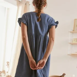 Robe Courte En Gaze De Coton Grossesse Et Allaitement Bleu – Vertbaudet 16