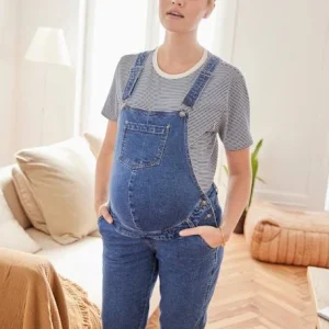 Salopette En Jean Coupe Mom Grossesse Et Allaitement Denim Brut – Vertbaudet 16