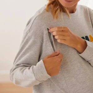 Sweat Molleton à Message Grossesse Et Allaitement Gris Chiné – Vertbaudet 12